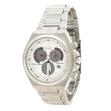 Pre Owned Citizen Silver White Stainless Steel Eco Drive Stainless Steel Men's Wristwatch 43 mm