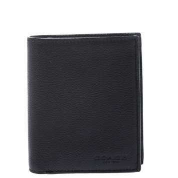 Pre Owned Coach Black Leather Slim Wallet