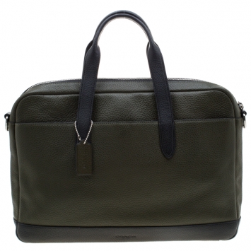 مملوكة مسبقًا Coach Olive/Black Leather Business Briefcase Bag