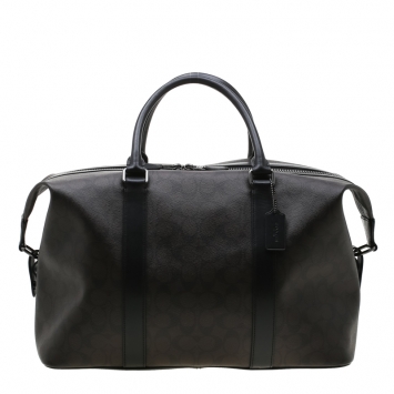 Pre Owned Coach Brown/Black Signature Coated Canvas and Leather Voyager Bag