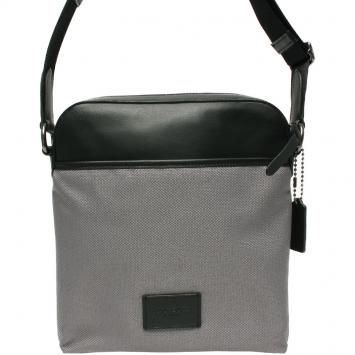 Pre Owned Coach Gray Signature PVC and Leather Crossbody Bag