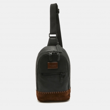 Coach Black/Brown Leather and Suede Sling Bag