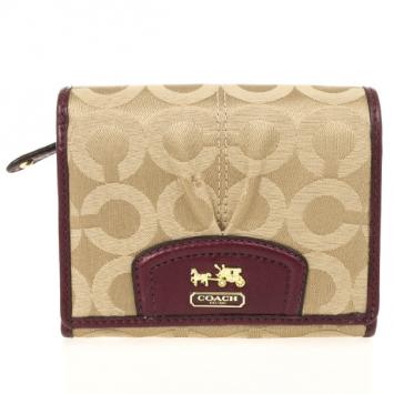 Pre Owned Coach Madison Op Art Sateen Small Wallet