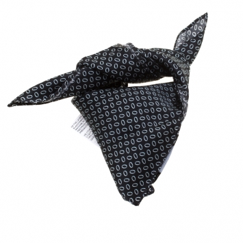Pre Owned D & G Black Mini Oval Printed Silk Pocket Square