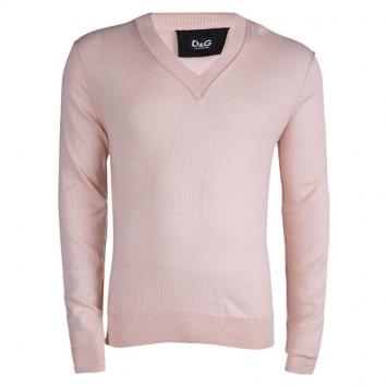 Pre Owned D&G Pink Cashmere V-Neck Sweater L