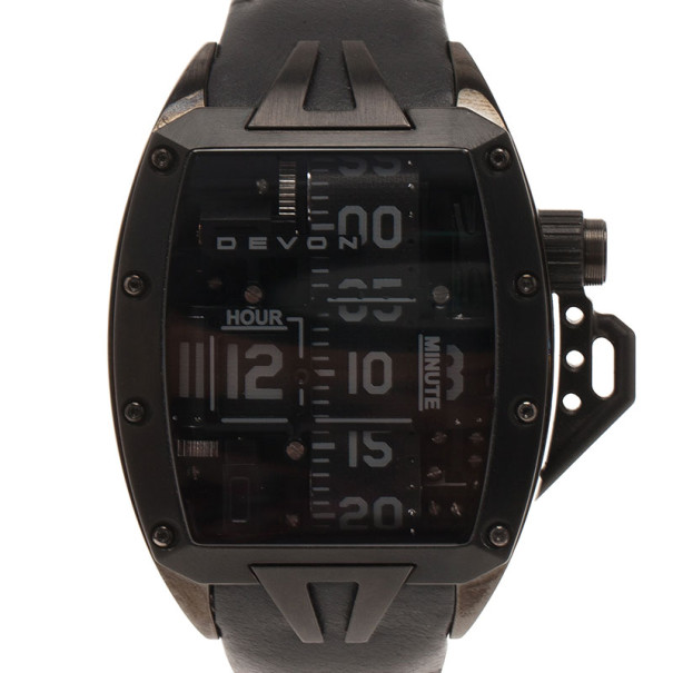 Pre Owned Devon Black & Grey Stainless Steel Tread1 Men's Wristwatch 43MM