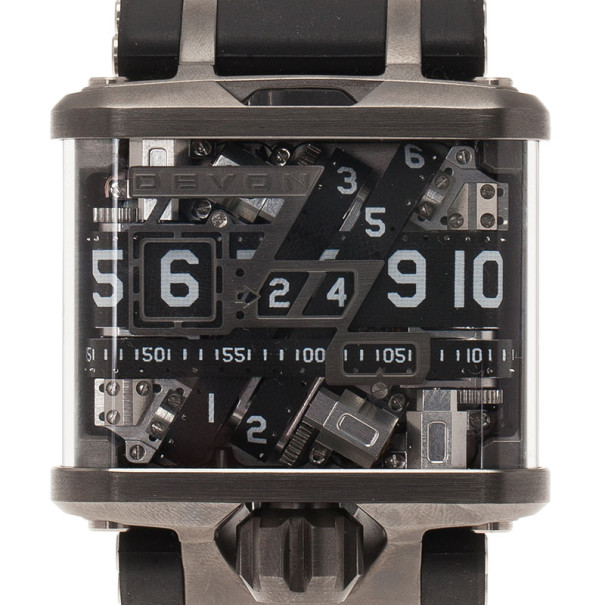 Pre Owned Devon Black Stainless Steel Tread1 Men's Wristwatch 55MM
