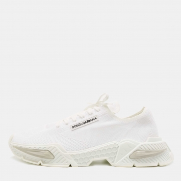 Pre Owned Dolce & Gabbana White Fabric Airmaster Low Top Sneakers Size 45