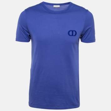 Pre Owned Dior Homme Blue CD Embroidered Jersey T-Shirt S