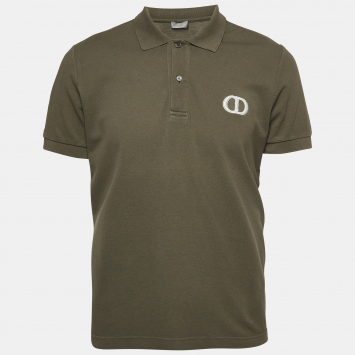 Pre Owned Dior Homme Olive Green Cotton Pique Polo T-Shirt M
