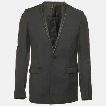 Dior Homme Navy Blue Wool Frayed Collar Blazer S