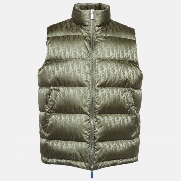 Pre Owned Dior Homme Green Oblique Synthetic Jacquard Vest L