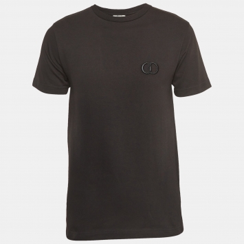 Pre Owned Dior Homme Black CD Embroidered Cotton T-Shirt XS