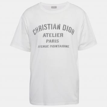 Pre Owned Dior Homme White Cotton Printed Cotton Jersey T-Shirt XXXL