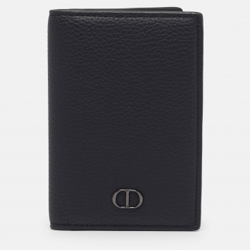 Pre Owned Dior CD Icon Black Leather Bifold Card Holder