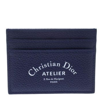 Pre Owned Dior Blue Leather Card Holder