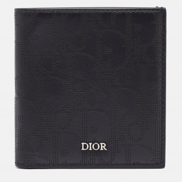 Pre Owned Dior Black Oblique Galaxy Leather Bifold Wallet