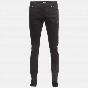 Pre Owned Dior Black Logo Printed Denim Jeans M Waist 32"
