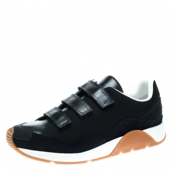 Pre Owned Dior Navy Blue Leather Velcro Platform Sneakers Size 44.5