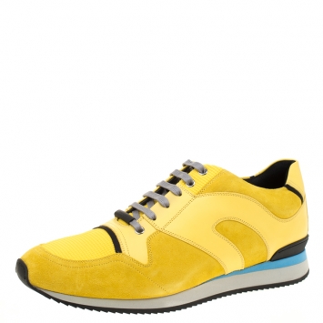 Pre Owned Dior Homme Yellow Suede And Leather Platform Sneakers Size 45