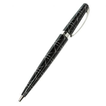 Pre Owned Dior Black Patent Resin & Engraved Silver Tone Ballpoint Pen