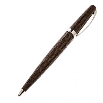 Pre Owned Dior Brown Lacquer Silver Tone Ballpoint Pen