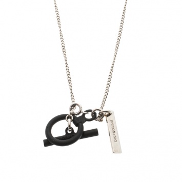 Pre Owned Dior Homme Silver Tone Black Toggle Chain