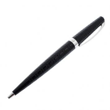 Pre Owned Dior Cannage Textured Black Lacquer Silver Tone Ballpoint Pen