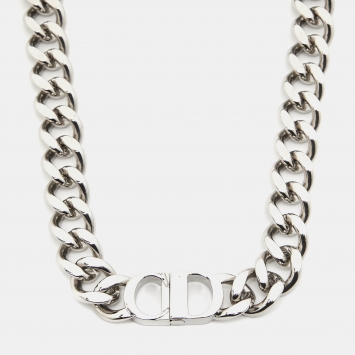 Pre Owned Dior CD Icon Chain Link Silver Tone Necklace