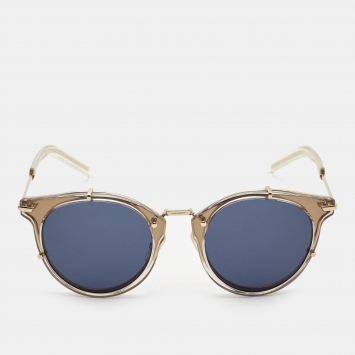 Pre Owned Dior Homme Blue/Gold Dior0196 Round Sunglasses