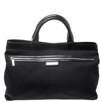 Pre Owned Dior Homme Black Fabric and Leather Tote