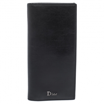 Pre Owned Dior Black Leather Bifold Wallet