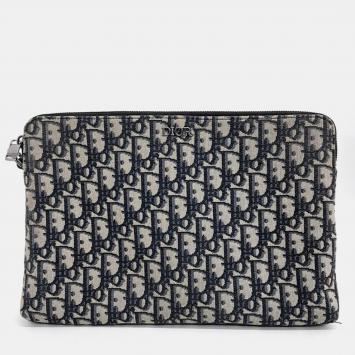 Dior Blue Oblique Canvas Clutch Bag