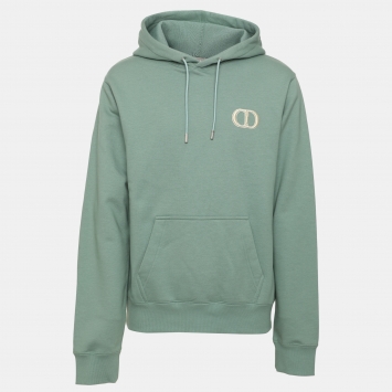 مملوكة مسبقًا Dior Green Cotton CD Icon Embroidered Hoodie M