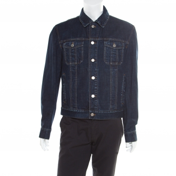 Pre Owned Dior Indigo Dark Wash Denim Button Front Jacket XXL