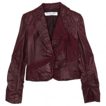 Pre Owned Christian Dior Leather Bow Jacket L