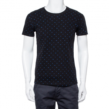 Pre Owned Dior Homme Midnight Blue Logo Printed Cotton Crewneck T-Shirt XS