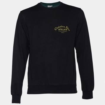 Pre Owned Dior Homme Black Atelier Tribe Embroidered Knit Sweatshirt S