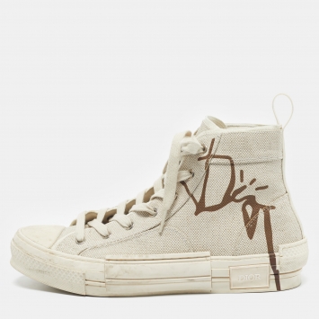 Dior Cream Mesh And Rubber B23 High Top Sneakers Size 41