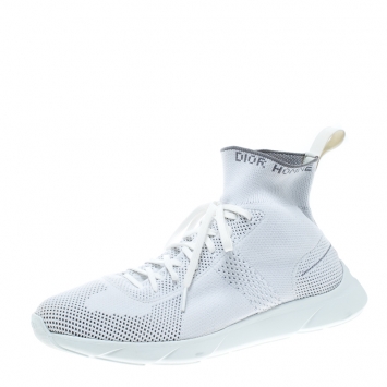 Pre Owned Dior White/ Grey Knit B21 Socks High Top Sneakers Size 42