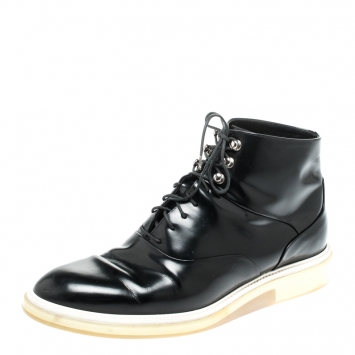 Pre Owned Dior Black Leather Ankle Boots Size 43