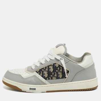 Pre Owned DIOR Grey/White Leather and Canvas B27 Low Top Sneakers Size 44