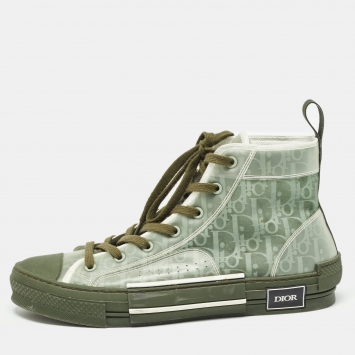 Pre Owned Dior Green PVC and Mesh  B23 High Top Sneakers Size 44