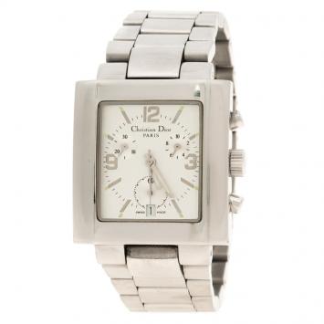 Dior Silver Stainless Steel Riva Men's Wristwatch 34 mm
