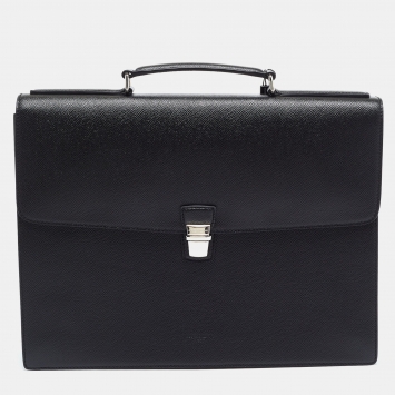 Pre Owned Dolce & Gabbana Borsa Da Lavoro Black Dauphine Leather Briefcase