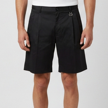 Pre Owned Dolce & Gabbana Black Stretch Cotton Pleated Bermuda Shorts M