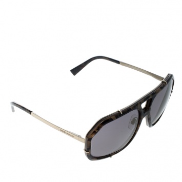 Pre Owned Dolce and Gabbana Green Camo/Bronze Mirror DG 2167 Aviator Sunglasses