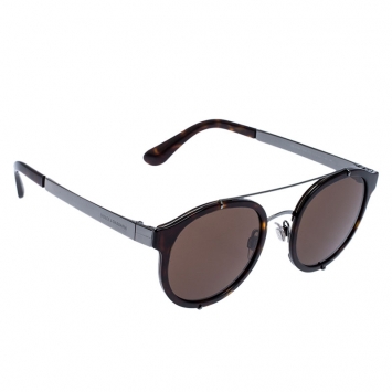 Pre Owned Dolce & Gabbana Havana Brown/ Brown DG2184 Round Sunglasses