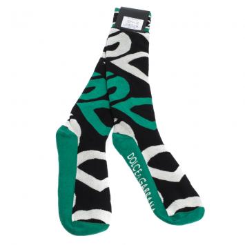 Pre Owned Dolce & Gabbana Multicolor DG Mania Print Stretch Cotton Jacquard Socks XL