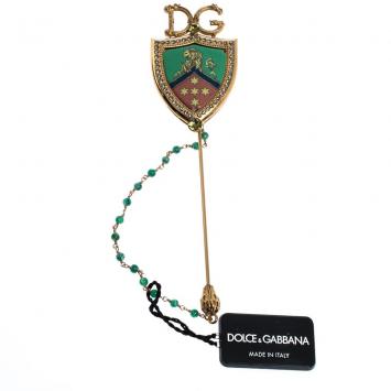 Pre Owned Dolce & Gabbana DG Logo Gold Tone Lapel Pin Brooch